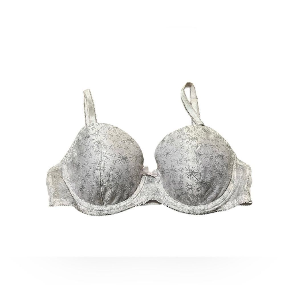 Victorias Secret Dream Angels Lined Bra Size 34D Lilac Purple Metallic Print